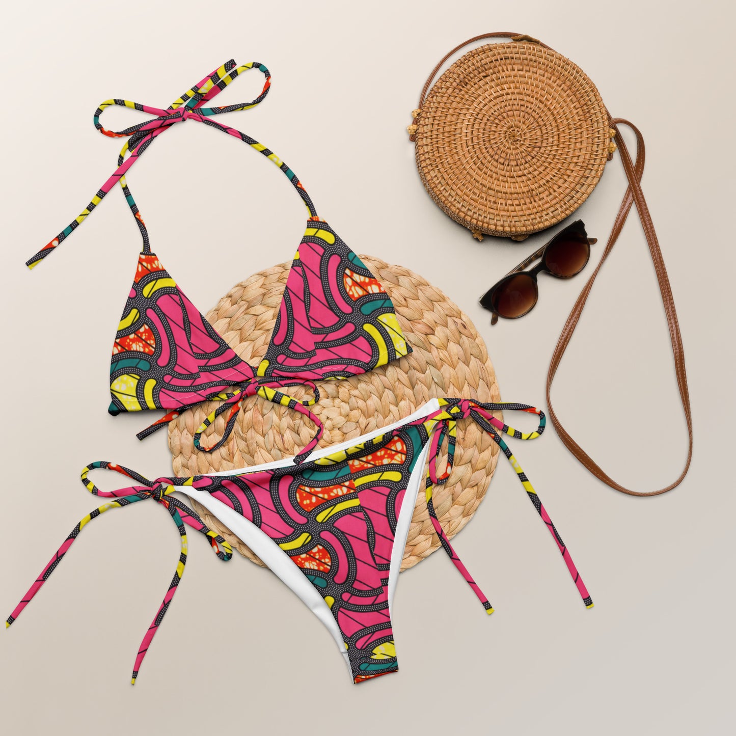 Bikini Recyclé avec Motifs Wax Africains