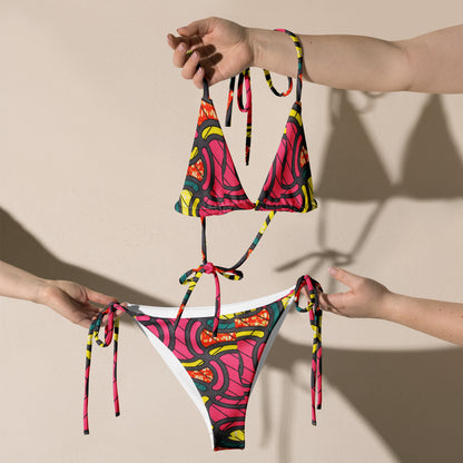 Bikini Recyclé avec Motifs Wax Africains