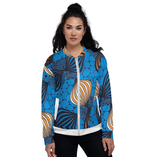 Veste wax Homme ou Femme | Bombers unisexe - Bleue