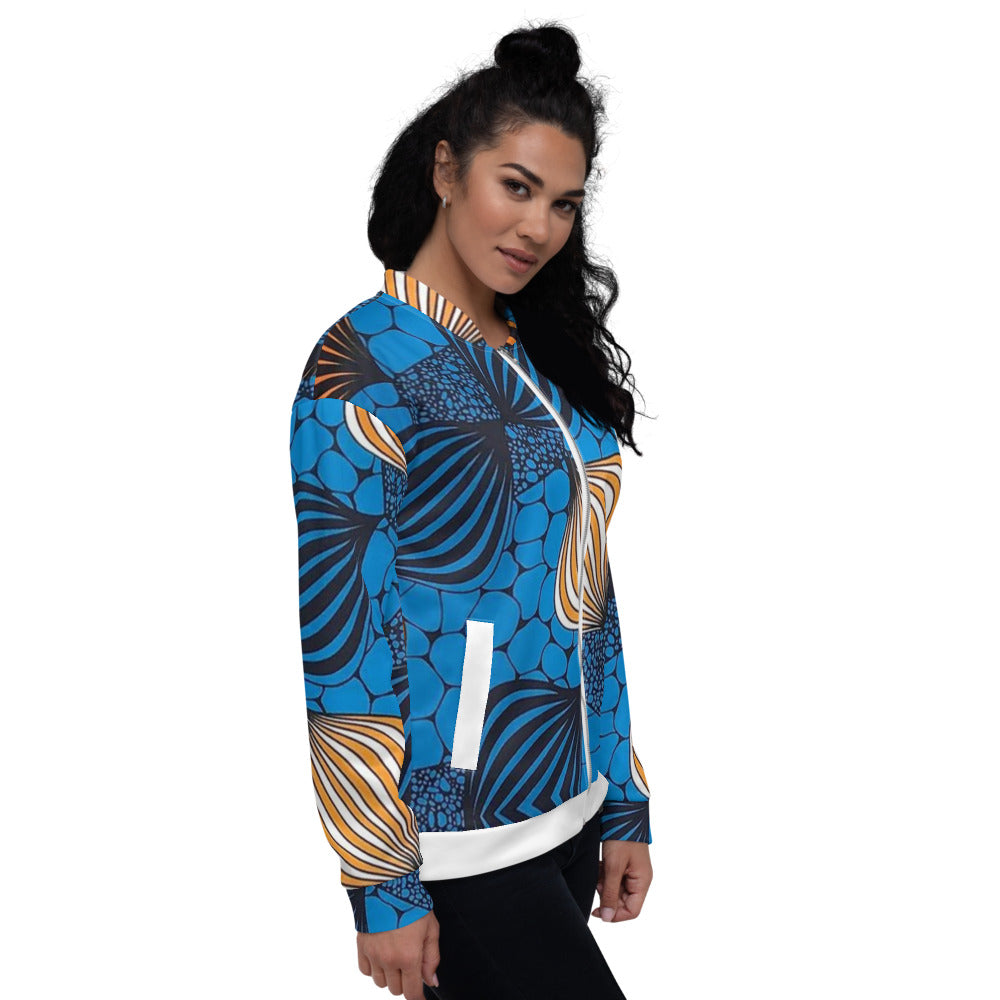 Veste wax Homme ou Femme | Bombers unisexe - Bleue