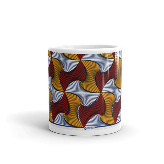 Mug Blanc Brillant - Motif Wax Africain Coloré