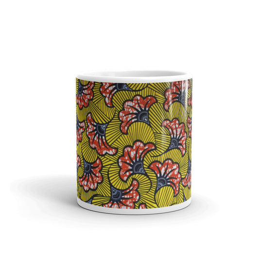 Mug Blanc Brillant - Motif Wax Fleur