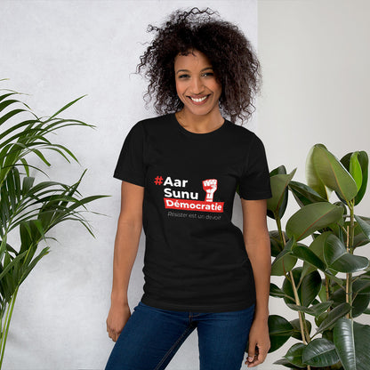 T-shirt Unisexe à Manches Courtes - #AarSunuDémocratie - Sénégal