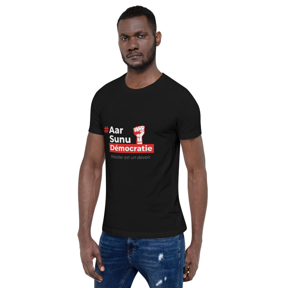 T-shirt Unisexe à Manches Courtes - #AarSunuDémocratie - Sénégal