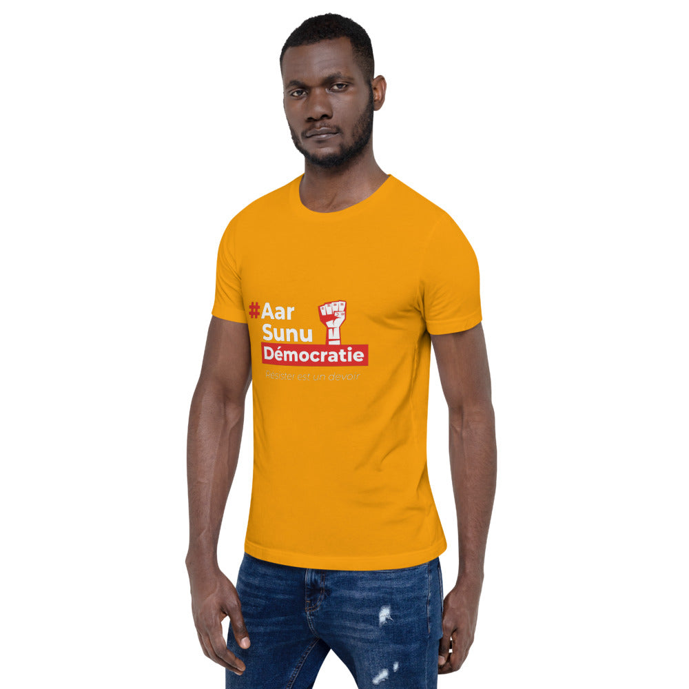 T-shirt Unisexe à Manches Courtes - #AarSunuDémocratie - Sénégal