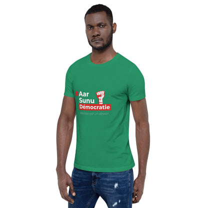 T-shirt Unisexe à Manches Courtes - #AarSunuDémocratie - Sénégal