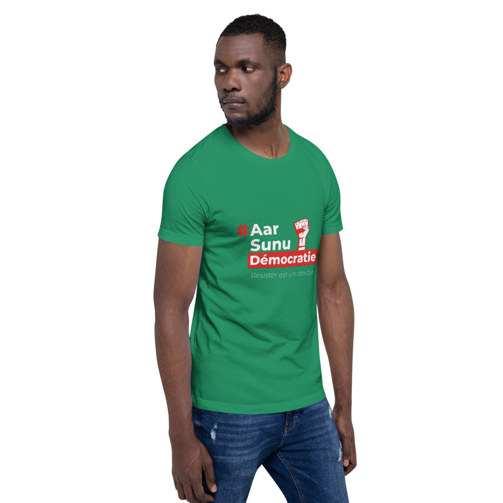 T-shirt Unisexe à Manches Courtes - #AarSunuDémocratie - Sénégal